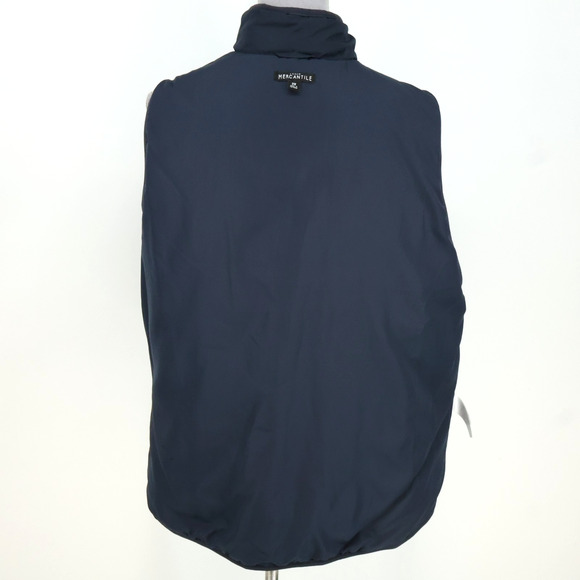 J Crew Mercantile Vest Plus Size 2X Navy Blue Quilted Puffer Full Zip Pockets - Picture 14 of 16
